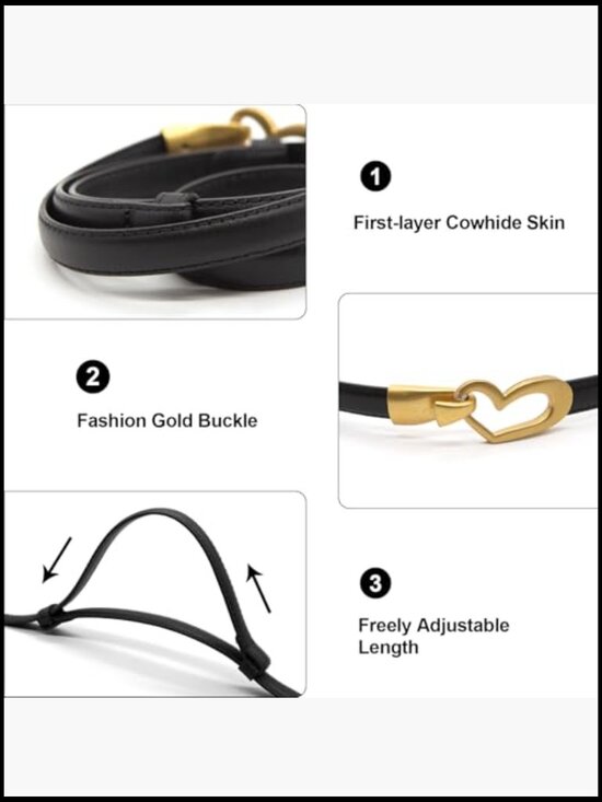 Genuine Leather Skinny Belt Adjustable Thin Waist Belt for Women main image 5
